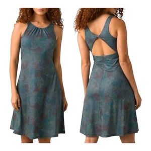 PRANA W31202050 Skypath Graphic Polka Dot Dress Size XL Open Back Sleeveless‎